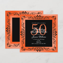 Convites Chic Coral Decoração Moldurada 50º Aniversário