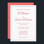 Convites Chic Coral e Casamento Branco<br><div class="desc">Um design perfeito adorável para um casamento de primavera ou verão,  este conjunto de convites para casamento apresenta um fundo branco com texto escrito em lindas fontes de coral. As costas são corais. Elegante e chic,  personalize seus convites de casamento hoje!</div>