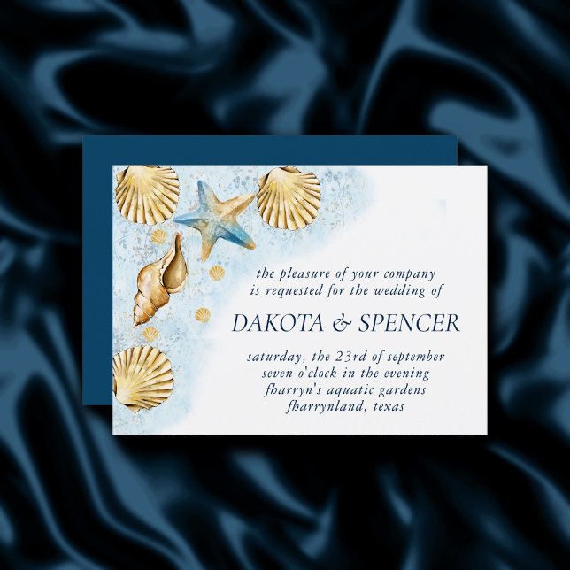 Convites Chic costal | Casamento de Recife de Coral Moderno (Criador carregado)