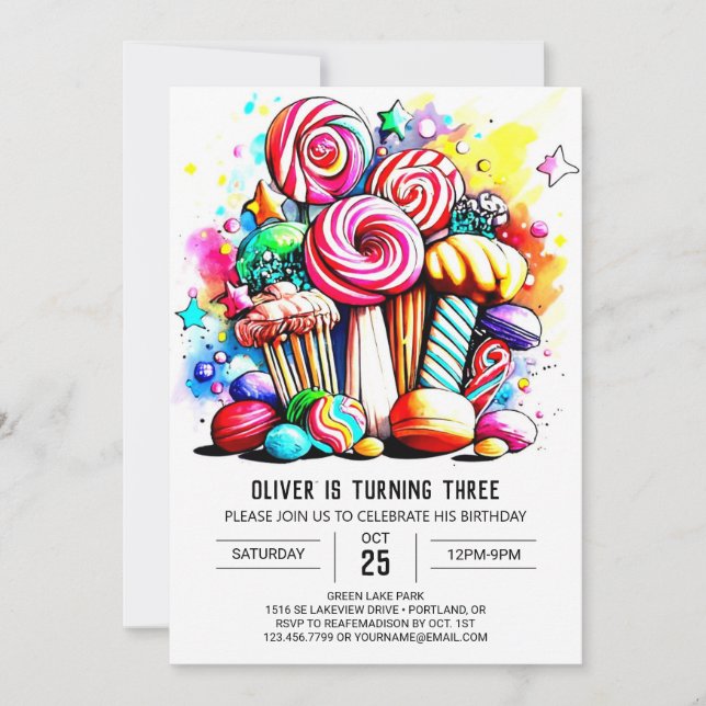 Convites Chic Cotton Candy Birthday (Frente)