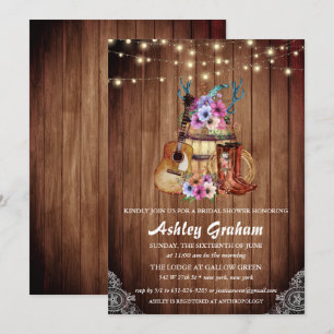 Convites Chic Cowboy Boots Chá de panela Russo Ocidental