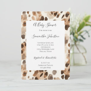 Convites Chic Cream Brown Leopardo Chá de fraldas impresso