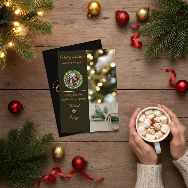 Convites Chic Dark Snowflake Christmas Photo Card (Criador carregado)