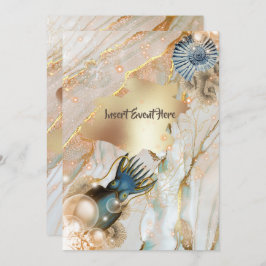 Convites Chic de ouro aquarela com casca náutica