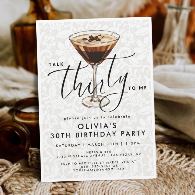 Convites Chic Dirty Espresso Martini “Fale Trinta para Mim” (Criador carregado)