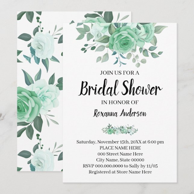 Convites Chic do País do Chá de panela Verde (Frente/Verso)