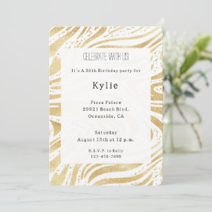 Convites Chic Dourado Swirls Birthday