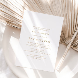 Convites Chic Dourado Typografia Bat Mitzvah