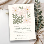 Convites Chic Dusky Blush Retro Minimal Floral Engagement<br><div class="desc">It’s very easy to customize,  with your personal details,  even flower colors are editable. If you need any other matching product or customization,  kindly message via Zazzle.</div>