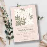 Convites Chic Dusky Blush Retro Minimal Floral Engagement<br><div class="desc">It’s very easy to customize,  with your personal details,  even flower colors are editable. If you need any other matching product or customization,  kindly message via Zazzle.</div>