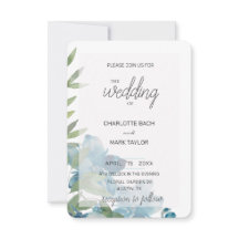 Chic Dusty Azul Floral Aquarela