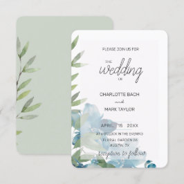 Convites Chic Dusty Blue Watercolor Floral