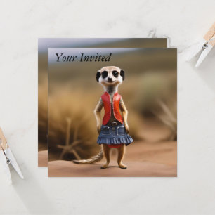 Convites Chic e Na moda: Meerkat Girl in Skirt and Jaqueta