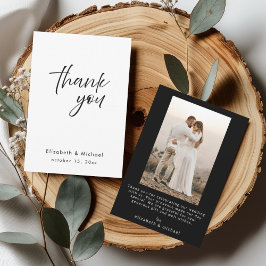 Convites Chic Elegant Black Tie Wedding Thank You Card