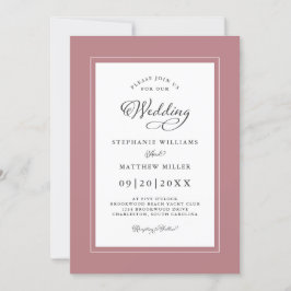 Convites Chic Elegant Dusty Rosa Wedding Modern Borders