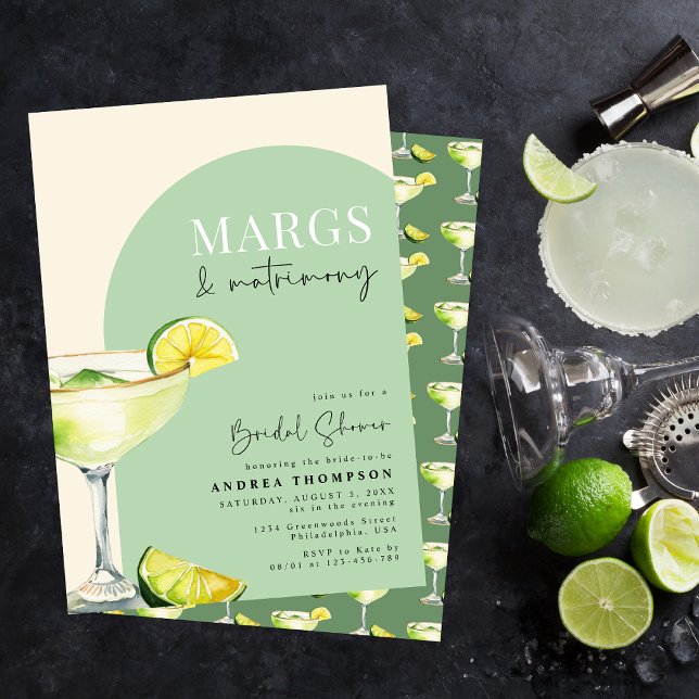 Convites Chic Elegant Margs e Matrimony Chá de panela (Criador carregado)