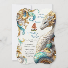 Convites Chic Elegant Swirls em Dragão Dourado, Prateado