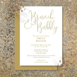 Convites Chic Elegante Brunch em Ouro e Bubbly Chá de Noiva