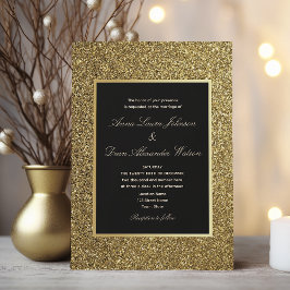 Convites Chic Elegante Casamento Dourado e Preto