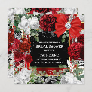 Convites Chic elegante de arco brilhante branco-vermelho