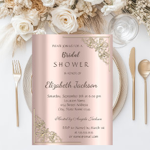 Convites Chic Elegante Moldura Dourada Chuveiro de Noiva Do