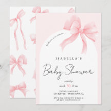 Chic Elegante Rosa com Laço Baby Shower