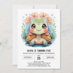 Convites Chic embaixo do aniversário da tartaruga marinha