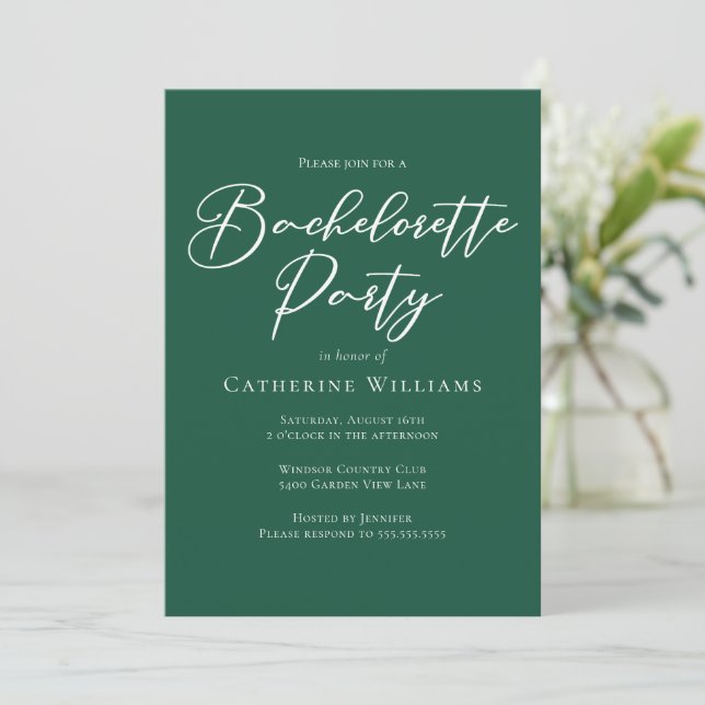 Convites Chic Emerald Green Bachelorette Party (Em pé/Frente)