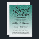 Convites Chic Emerald Green Glitter Ombre Sweet 16 Aniversá<br><div class="desc">Um glamouroso, chic emerald green faux glitter ombre design Doce 16 anos. O brilho esmeraldo desaparece sobre um fundo branco. O texto "Doce Dezesseis" a preto é definido na escrita moderna. Elegante 16.º convite de aniversário para um doce sexagenário glamouroso, perfeito para ela, a modista que ama padrões modernos, brilho,...</div>