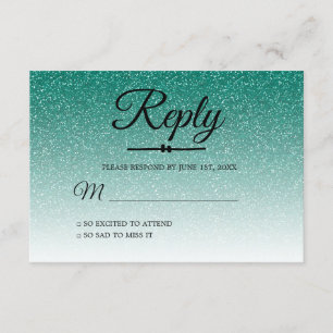 Convites Chic Emerald Green Ombre Sweet 16 RSVP