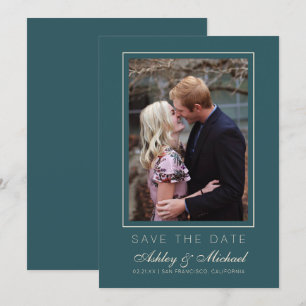 Convites Chic Esmeralda Marfim Foto Casamento Save The Date
