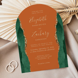 Convites Chic Esmeralda Verde Dourado Ágata Ferrugem Arco C