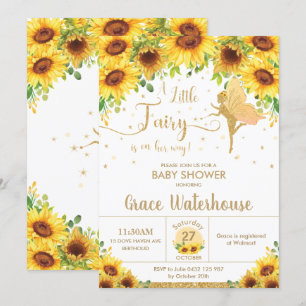 Convites Chic Fairy Sunflower Floral Chá de fraldas Girl
