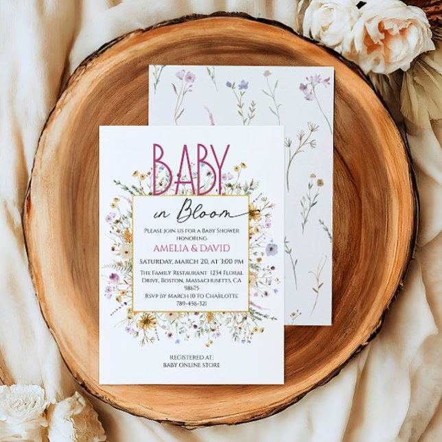 Convites Chic Floral Baby Shower Bebê em Flor (Criador carregado)