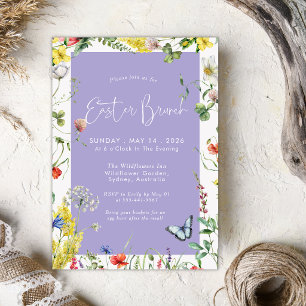 Convites Chic Floral Moderno Brunch de Páscoa Lavanda