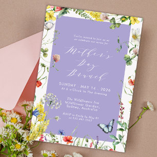 Convites Chic Floral Moderno Lavanda Brunch Dia das Mães