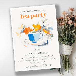 Convites Chic Floral Tea Cup - Festa de Casamento de Aniver