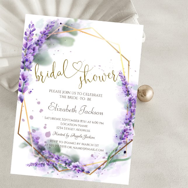 Convites Chic Flores de Lavanda Chás de Bebê  (Criador carregado)