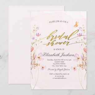 Convites Chic Flores Silvestres Borboletas Chá de Noiva