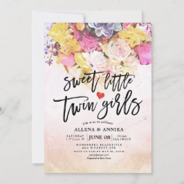 Convites Chic Flowers Chá de fraldas Garotas Gêmeas Doce