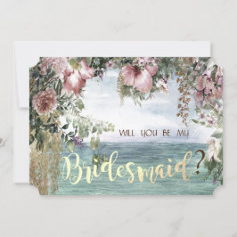 Convites Chic Flowers Ocean Bridesmaid Card