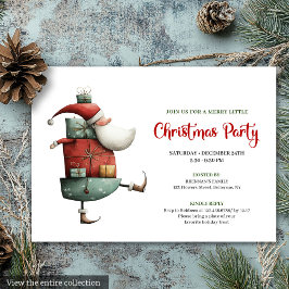 Convites Chic Funny Santa Watercolor Christmas Party Card