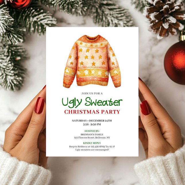 Convites Chic Funny Ugly Sweater Holiday Party Invite (Chic Funny Ugly Sweater Holiday Party Invite)