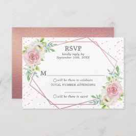 Convites Chic Geométrico Rosa Gold Foil Floral Weding RSVP