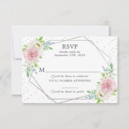 Convites Chic Geométrico Silver Foil Floral Weding RSVP