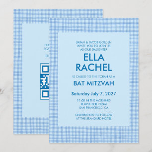 Convites Chic Gingham Moderno Código QR Personalizado Bar M