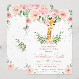 Convites Chic Giraffe Safari Rosa Blush Chá de fraldas