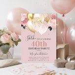 Convites Chic Girly 40th Surprise Festa de aniversário<br><div class="desc">Cor-de-rosa giro-chico e surpresa dourada 4Oth convite de aniversário,  com um monte de balões muito brilhantes,  florais cor-de-rosa pincelado e confete de coração dourado. O elegante modelo de aniversário que é fácil personalizar o fazer que este convite é perfeito para qualquer idade.</div>