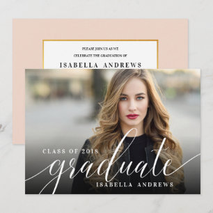 Convites Chic Girly Hand - Letra Script Photo Graduação