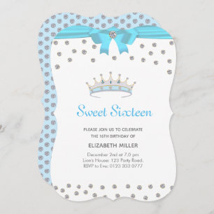 Convites Chic Glitter Diamond Sweet 16